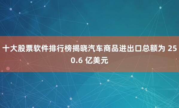 十大股票软件排行榜揭晓汽车商品进出口总额为 250.6 亿美元